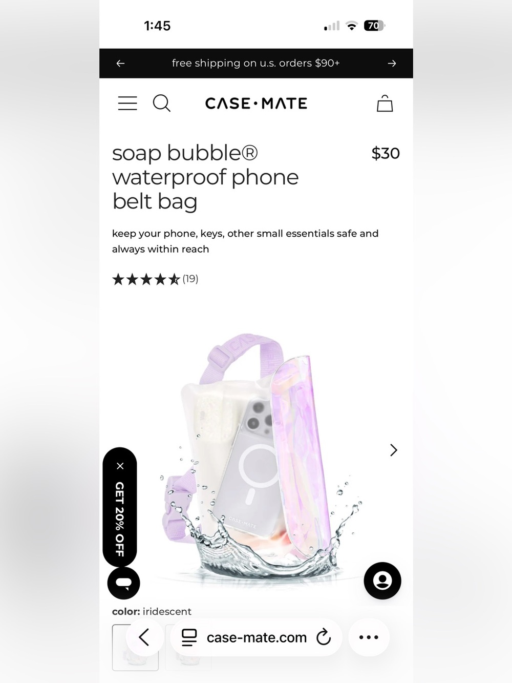 case-mate Iridescent Soap Bubble Waterproof Phone Belt Bag
